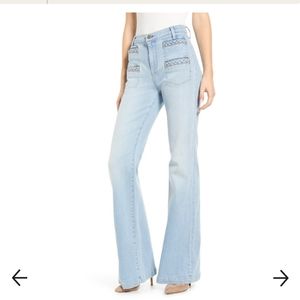 7 For All Mankind Georgia Braided Welt High Waist Flare Jeans